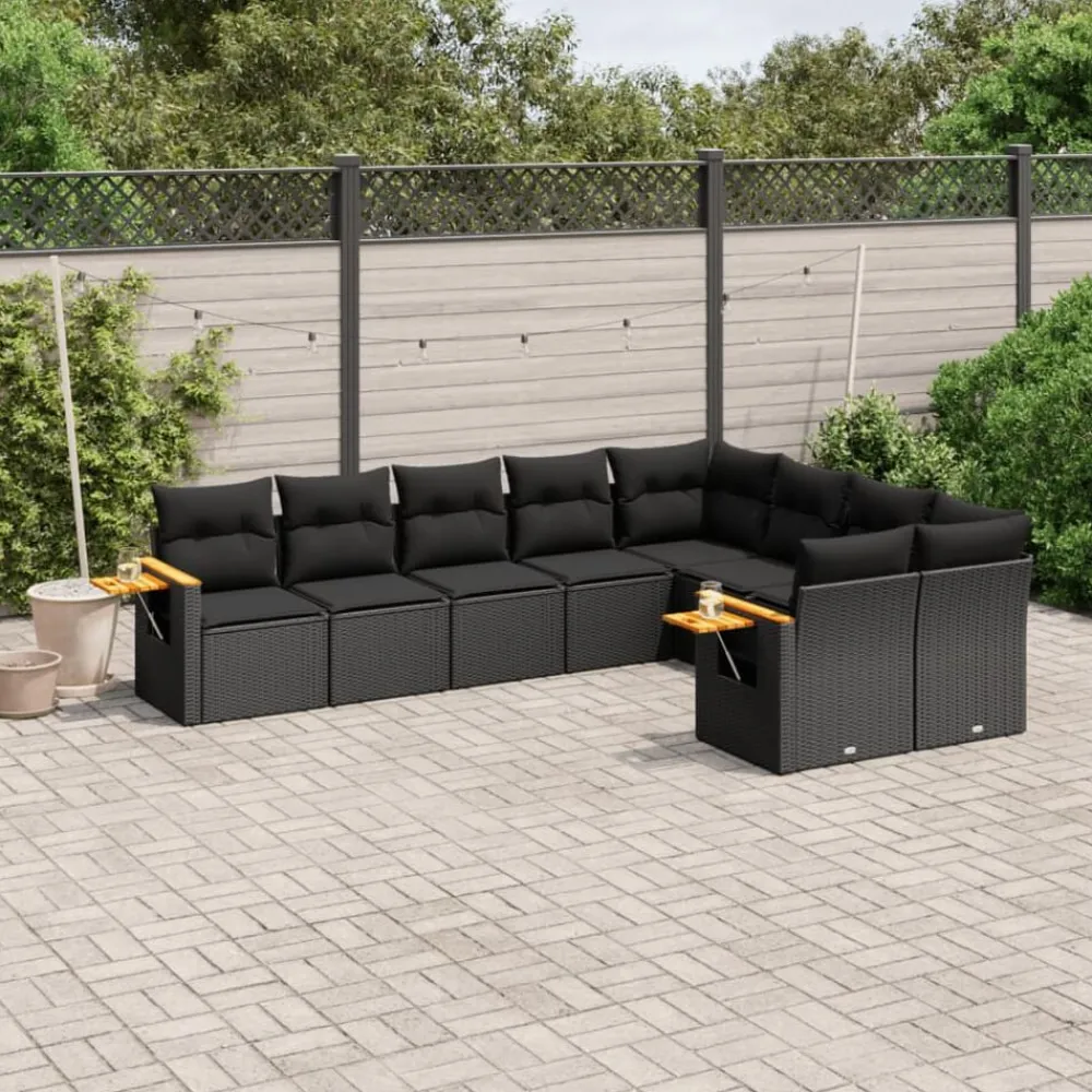 vidaXL Muebles De Jardín-Set de sofás de jardín 8 piezas y cojines ratán sintético