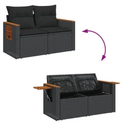 vidaXL Muebles De Jardín-Set de sofás de jardín 8 piezas y cojines ratán sintético