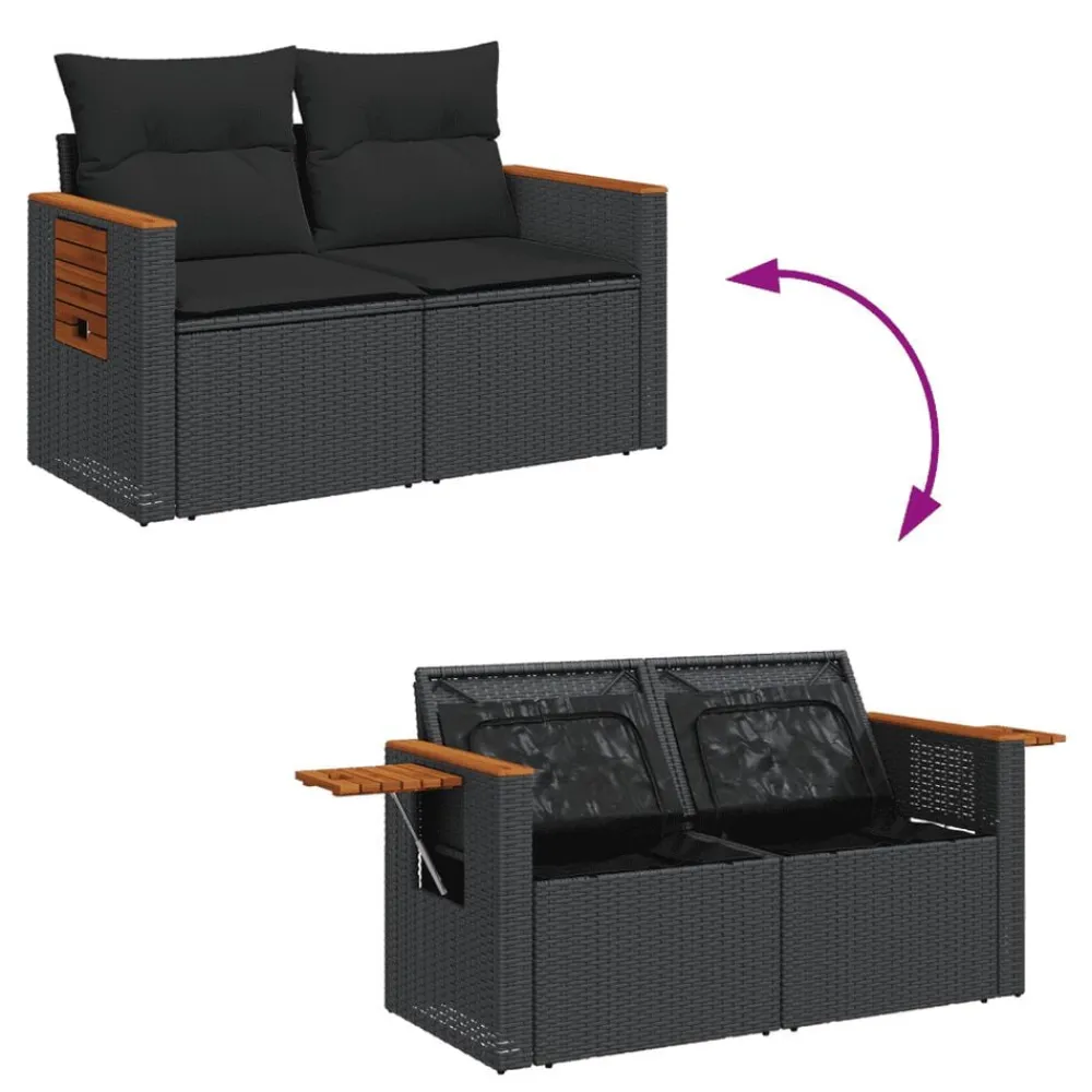vidaXL Muebles De Jardín-Set de sofás de jardín 8 piezas y cojines ratán sintético