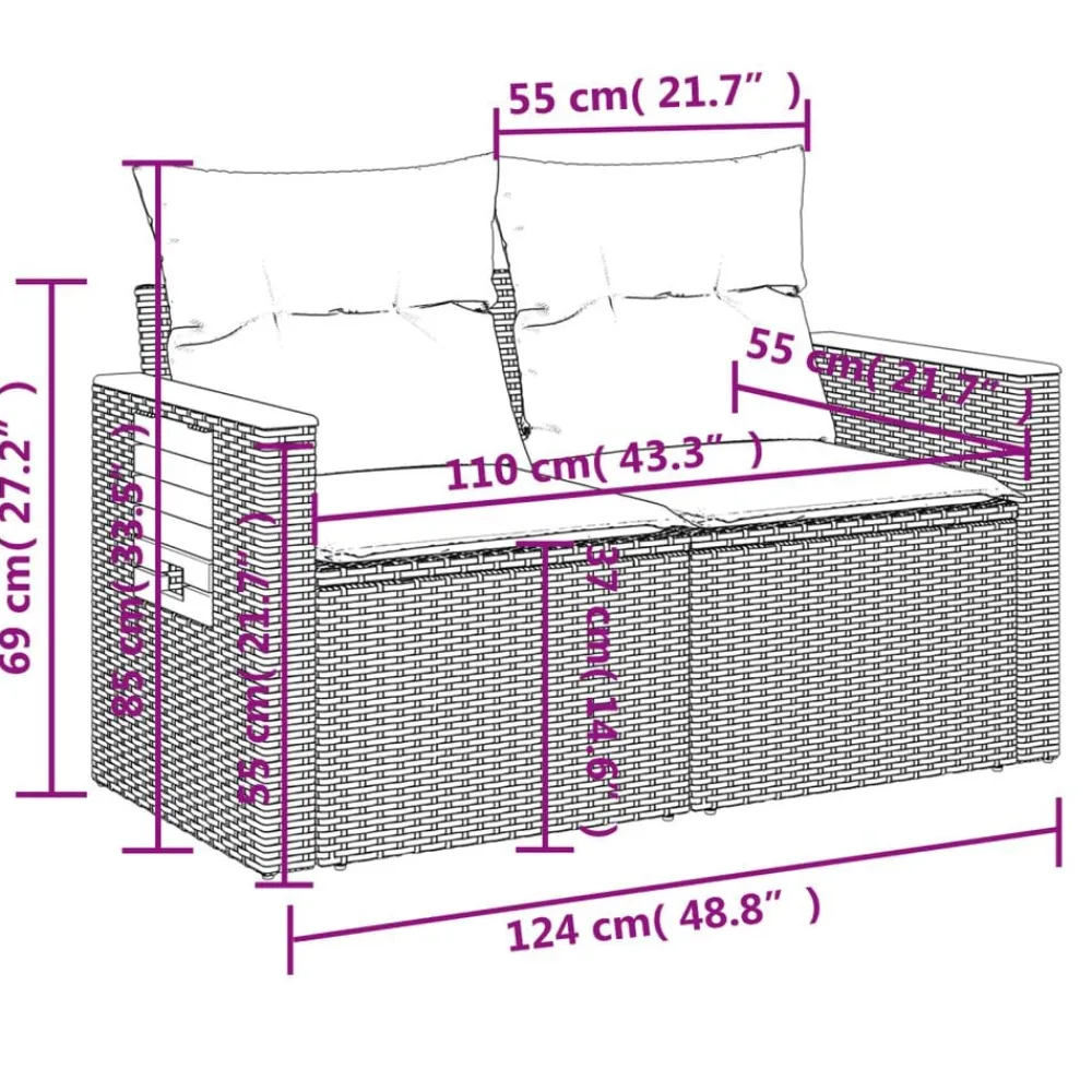 vidaXL Muebles De Jardín-Set de sofás de jardín 8 piezas y cojines ratán sintético