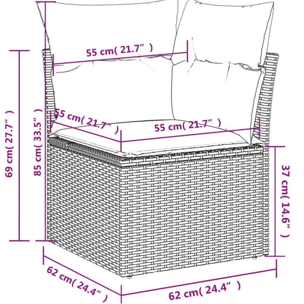 vidaXL Muebles De Jardín-Set de sofás de jardín 7 pzas con cojines ratán sintético negro