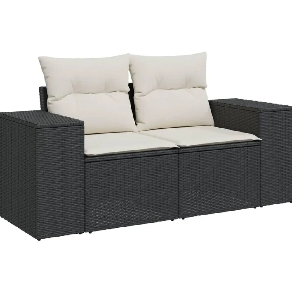vidaXL Muebles De Jardín-Set de sofás de jardín 7 pzas con cojines ratán sintético negro