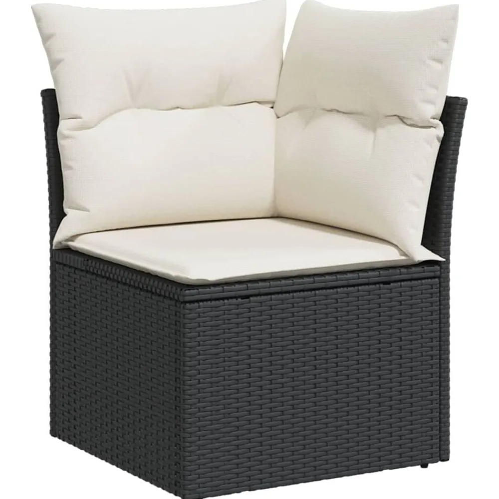 vidaXL Muebles De Jardín-Set de sofás de jardín 7 pzas con cojines ratán sintético negro