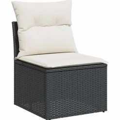 vidaXL Muebles De Jardín-Set de sofás de jardín 7 pzas con cojines ratán sintético negro