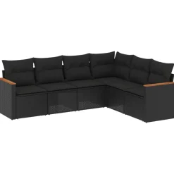 vidaXL Muebles De Jardín-Set de sofás de jardín 6 piezas y cojines ratán sintético