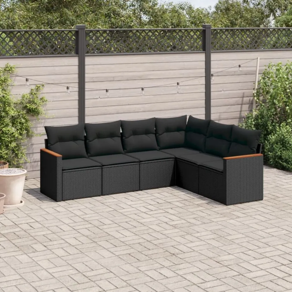 vidaXL Muebles De Jardín-Set de sofás de jardín 6 piezas y cojines ratán sintético