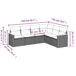 vidaXL Muebles De Jardín-Set de sofás de jardín 6 piezas y cojines ratán sintético