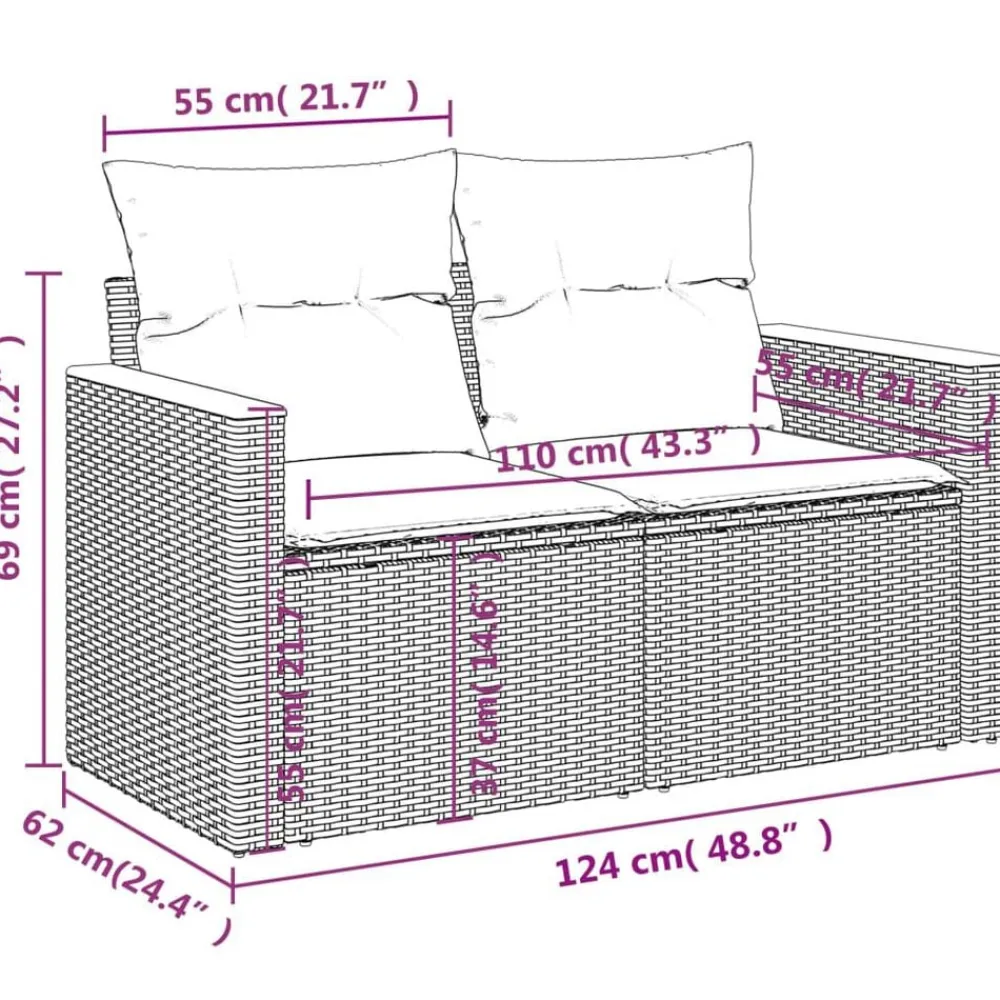 vidaXL Muebles De Jardín-Set de sofás de jardín 6 piezas y cojines ratán sintético