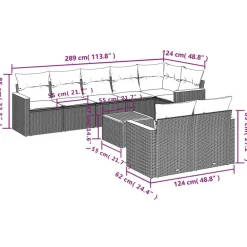 vidaXL Muebles De Jardín-Set de sofás de jardín 8 piezas y cojines ratán sintético negro
