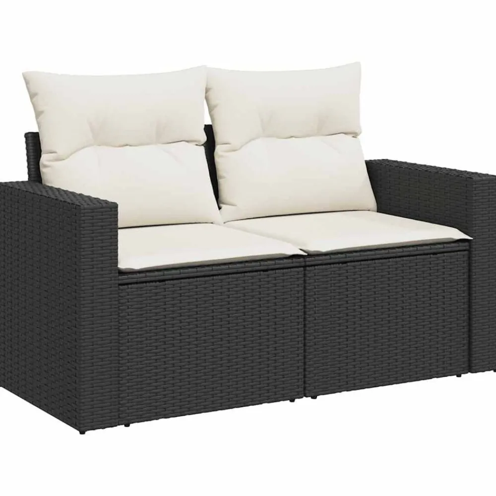 vidaXL Muebles De Jardín-Set de sofás de jardín 10 pzas cojines ratán sintético negro