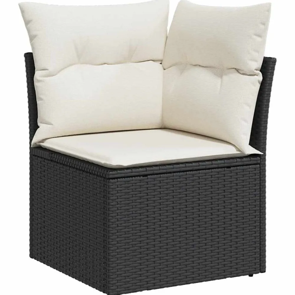 vidaXL Muebles De Jardín-Set de sofás de jardín 10 pzas cojines ratán sintético negro