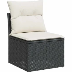 vidaXL Muebles De Jardín-Set de sofás de jardín 10 pzas cojines ratán sintético negro