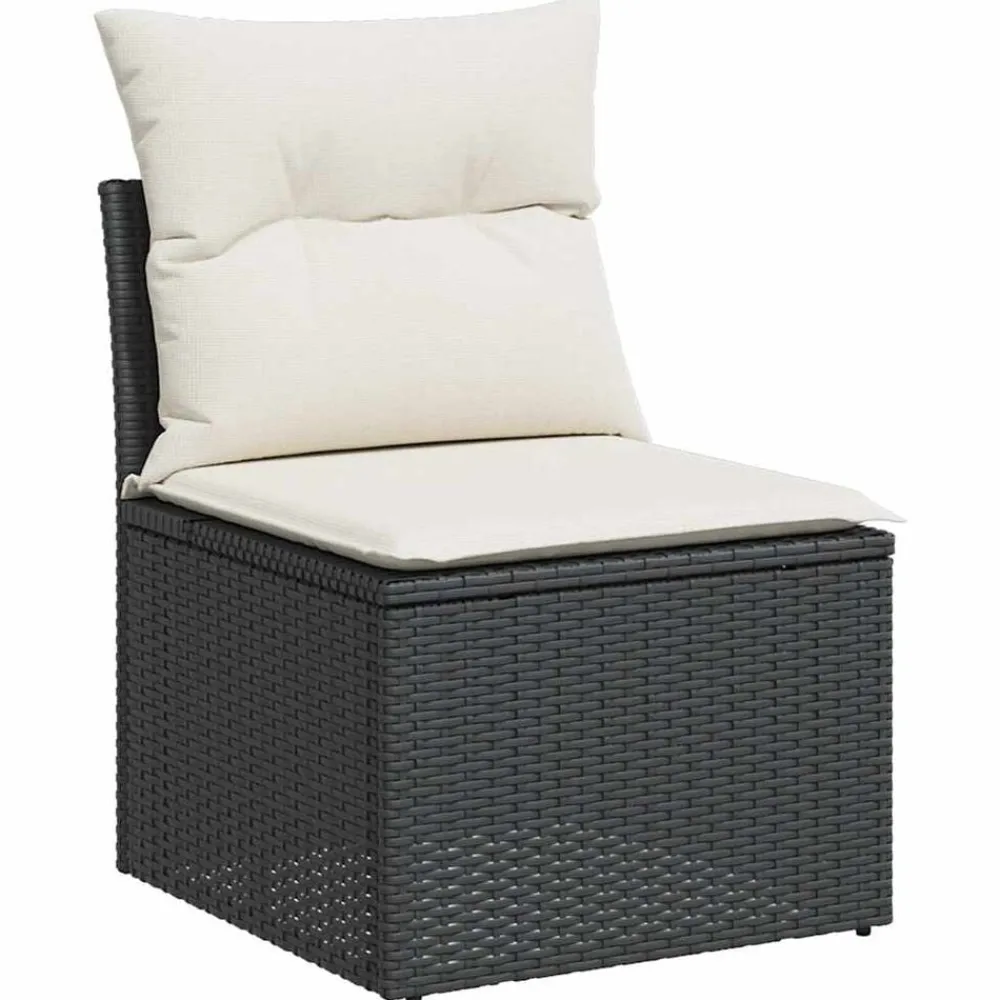 vidaXL Muebles De Jardín-Set de sofás de jardín 10 pzas cojines ratán sintético negro