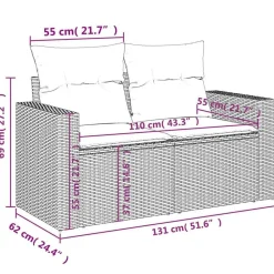 vidaXL Muebles De Jardín-Set de sofás de jardín 8 piezas y cojines ratán sintético negro