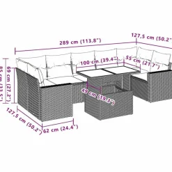 vidaXL Muebles De Jardín-Set de sofás de jardín 8 piezas y cojines ratán sintético negro