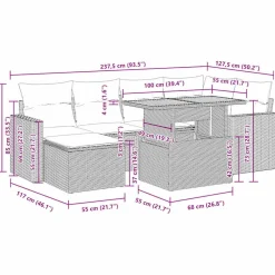 vidaXL Set de sofás de jardín 7 pzas con cojines ratán sintético Gris Discount