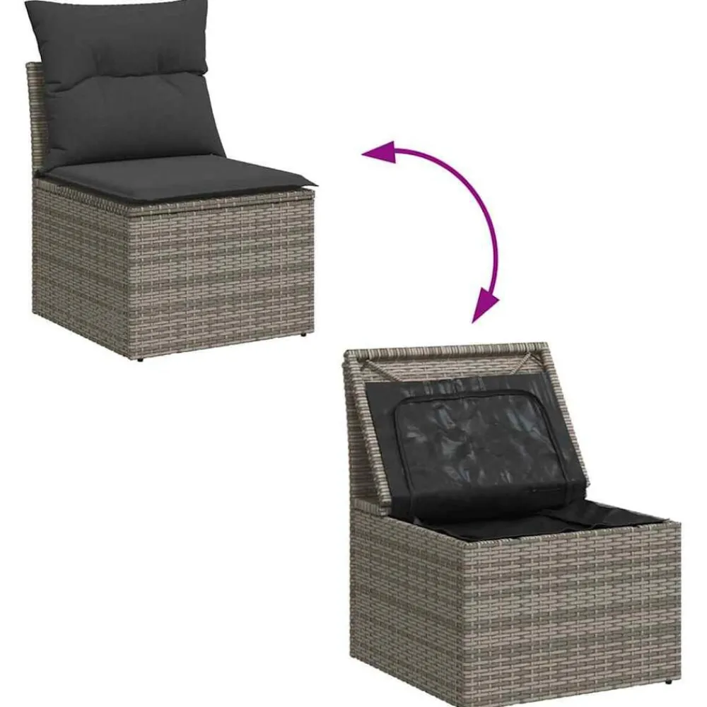 vidaXL Set de sofás de jardín 7 pzas con cojines ratán sintético Gris Discount