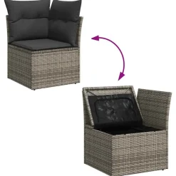 vidaXL Set de sofás de jardín 7 pzas con cojines ratán sintético Gris Discount