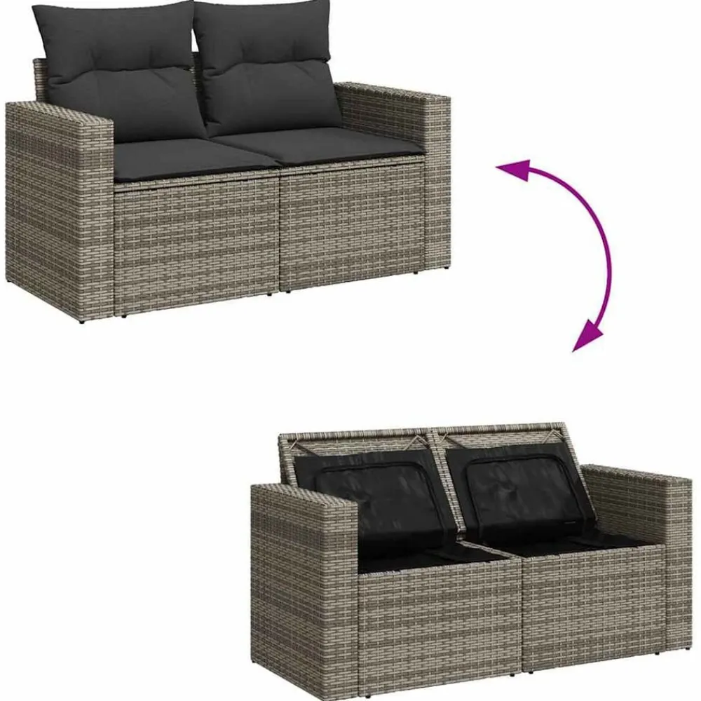 vidaXL Set de sofás de jardín 7 pzas con cojines ratán sintético Gris Discount