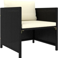 vidaXL Set de sofás de jardín 4 pzas y cojines ratán sintético Negro Best