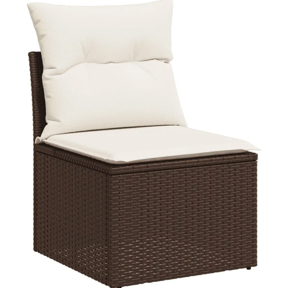 vidaXL Set de sofás de jardín 4 pzas y cojines ratán sintético marrón Marrón y crema Outlet