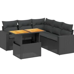 vidaXL Set de sofás de jardín 6 piezas y cojines ratán sintético Negro New