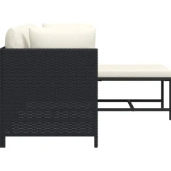 vidaXL Set de sofás de jardín 4 piezas y cojines ratán sintético Negro Best