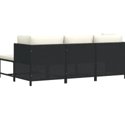 vidaXL Set de sofás de jardín 4 piezas y cojines ratán sintético Negro Best