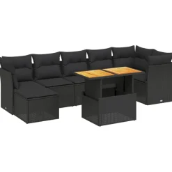 vidaXL Muebles De Jardín-Set de sofás de jardín 8 piezas y cojines ratán sintético