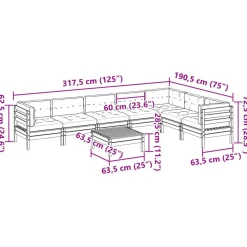 vidaXL Set de sofás jardín 8 pzas con cojines madera pino impregnada Impregnado natural Sale