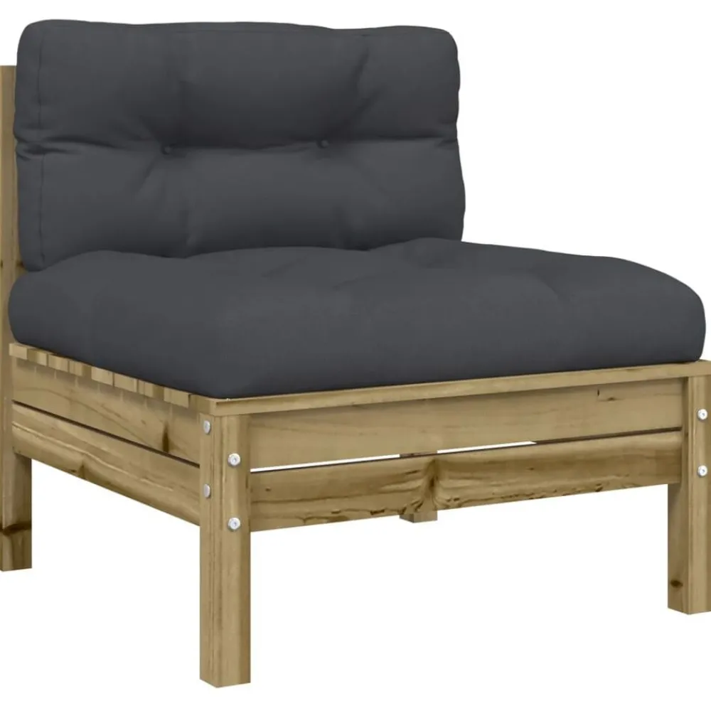 vidaXL Set de sofás jardín 8 pzas con cojines madera pino impregnada Impregnado natural Sale