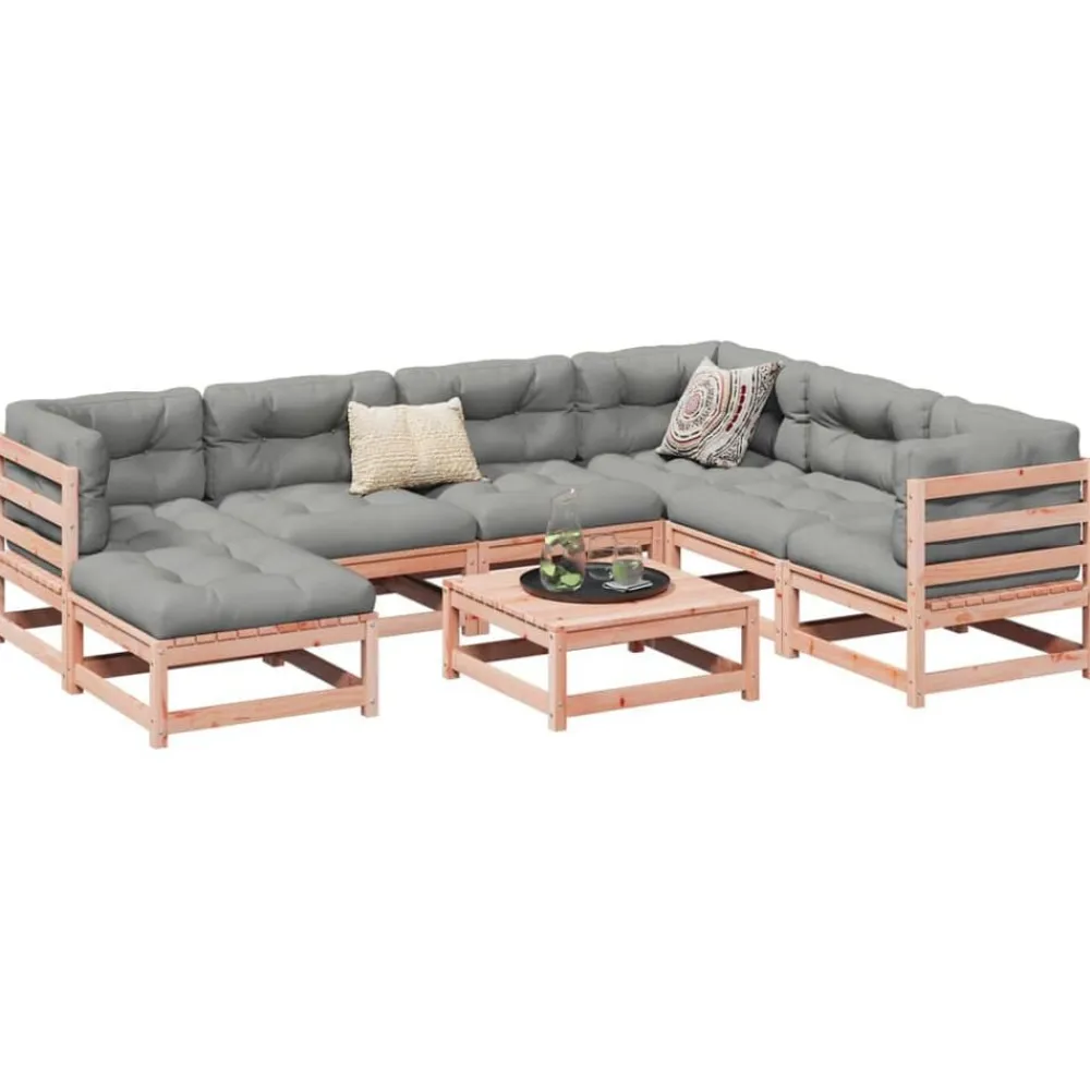 vidaXL Set de sofás jardín 8 pzas con cojines madera de abeto Douglas Douglas natural Online