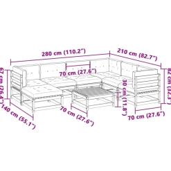 vidaXL Set de sofás jardín 8 pzas con cojines madera de abeto Douglas Douglas natural Online