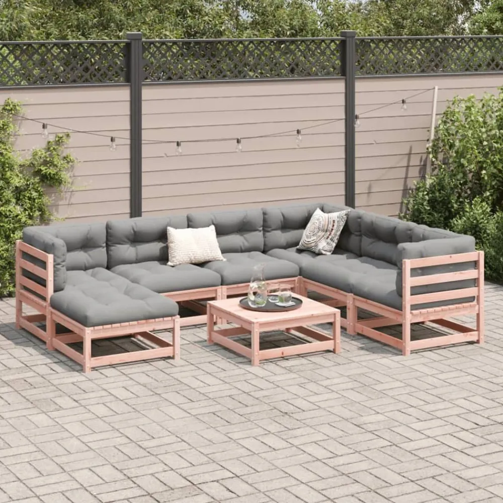 vidaXL Set de sofás jardín 8 pzas con cojines madera de abeto Douglas Douglas natural Online