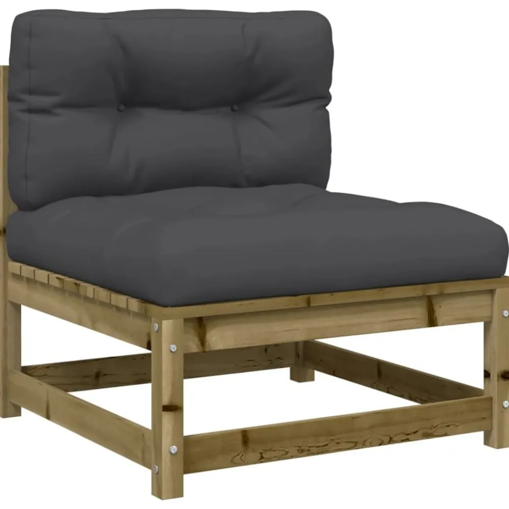 vidaXL Set de sofás jardín 8 pzas con cojines madera pino impregnada Impregnado natural New