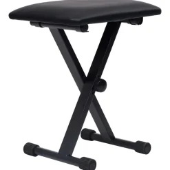vidaXL Set de soporte para teclado con doble refuerzo y taburete negro Discount
