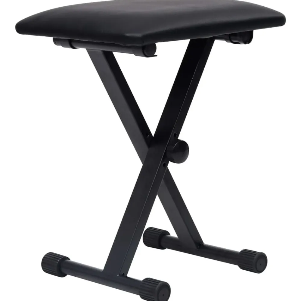 vidaXL Set de soporte para teclado con doble refuerzo y taburete negro Discount