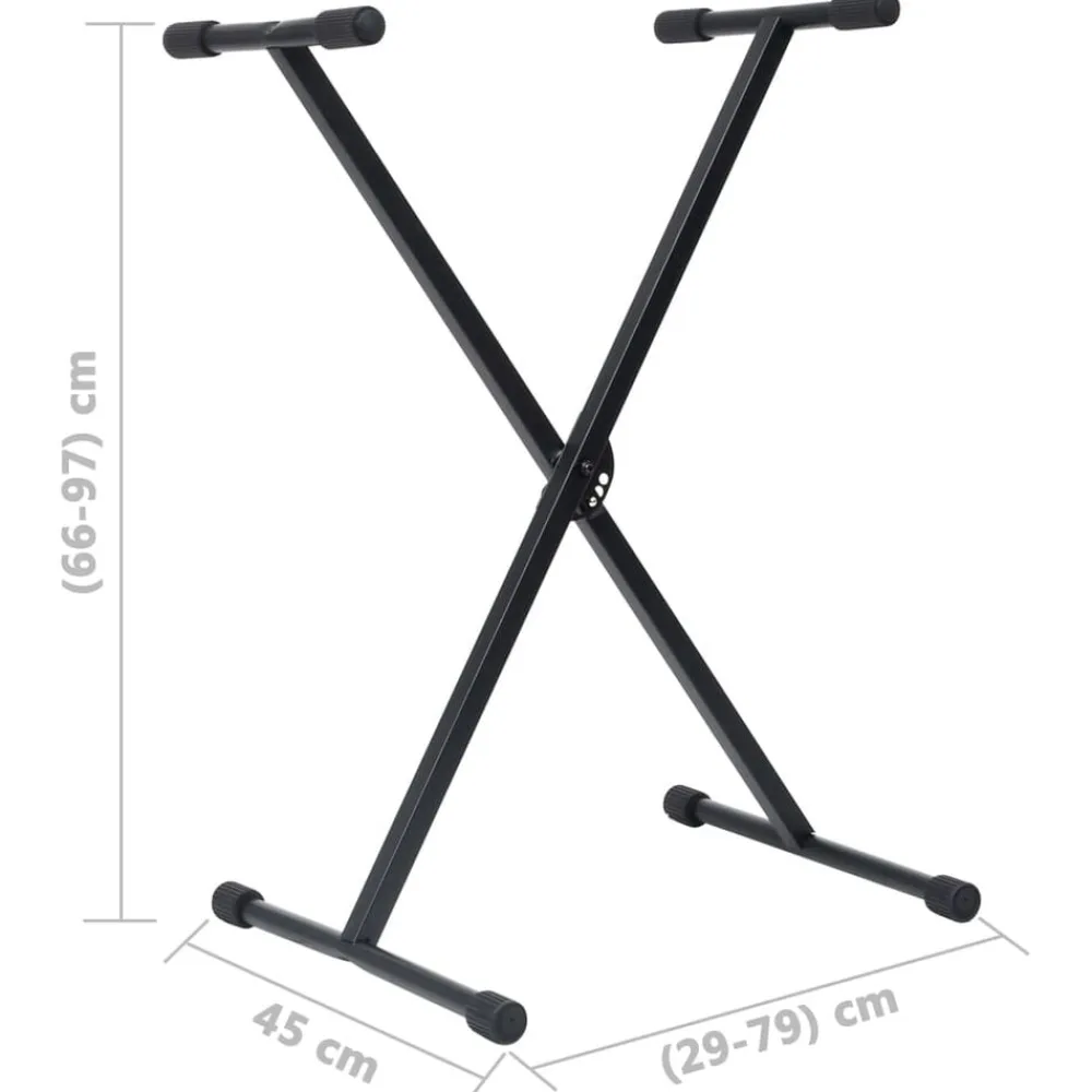 vidaXL Set de soporte para teclado y taburete negro Clearance