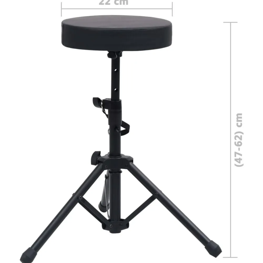 vidaXL Set de soporte para teclado y taburete negro Clearance