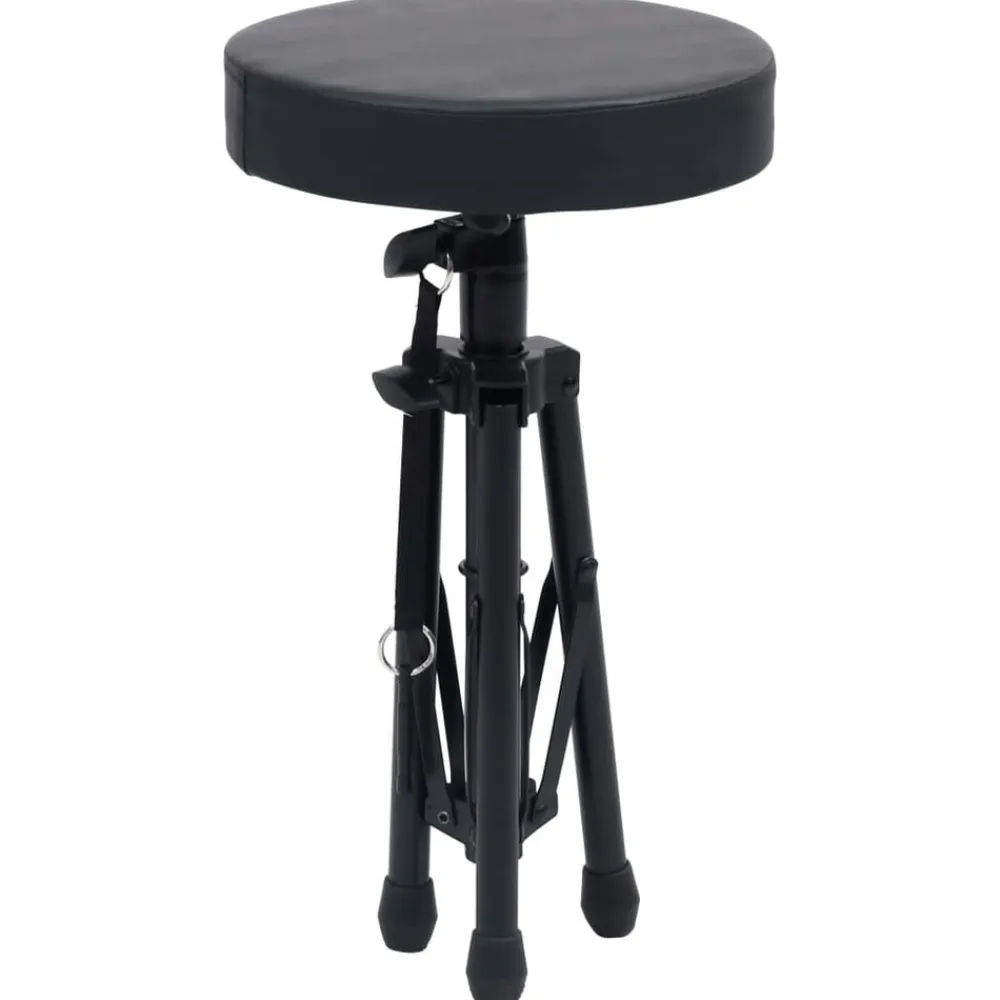 vidaXL Set de soporte para teclado con doble refuerzo y taburete negro Clearance