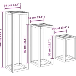 vidaXL Set de soportes para plantas 3 piezas madera maciza de pino Natural Outlet