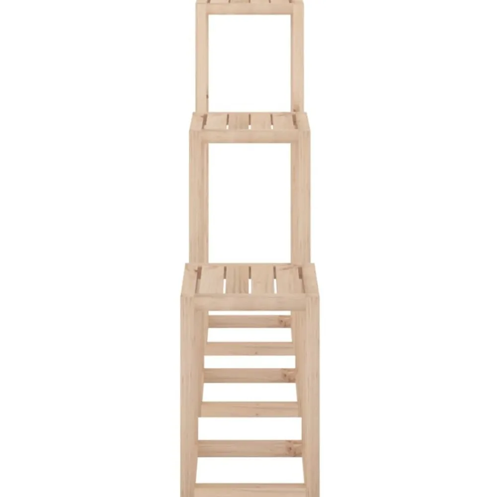 vidaXL Set de soportes para plantas 3 piezas madera maciza de pino Natural Outlet