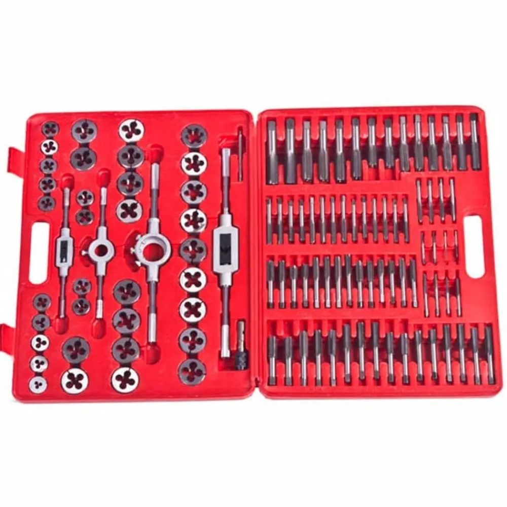 vidaXL Herramientas-Set de terrajas y macho de rosca 111 piezas