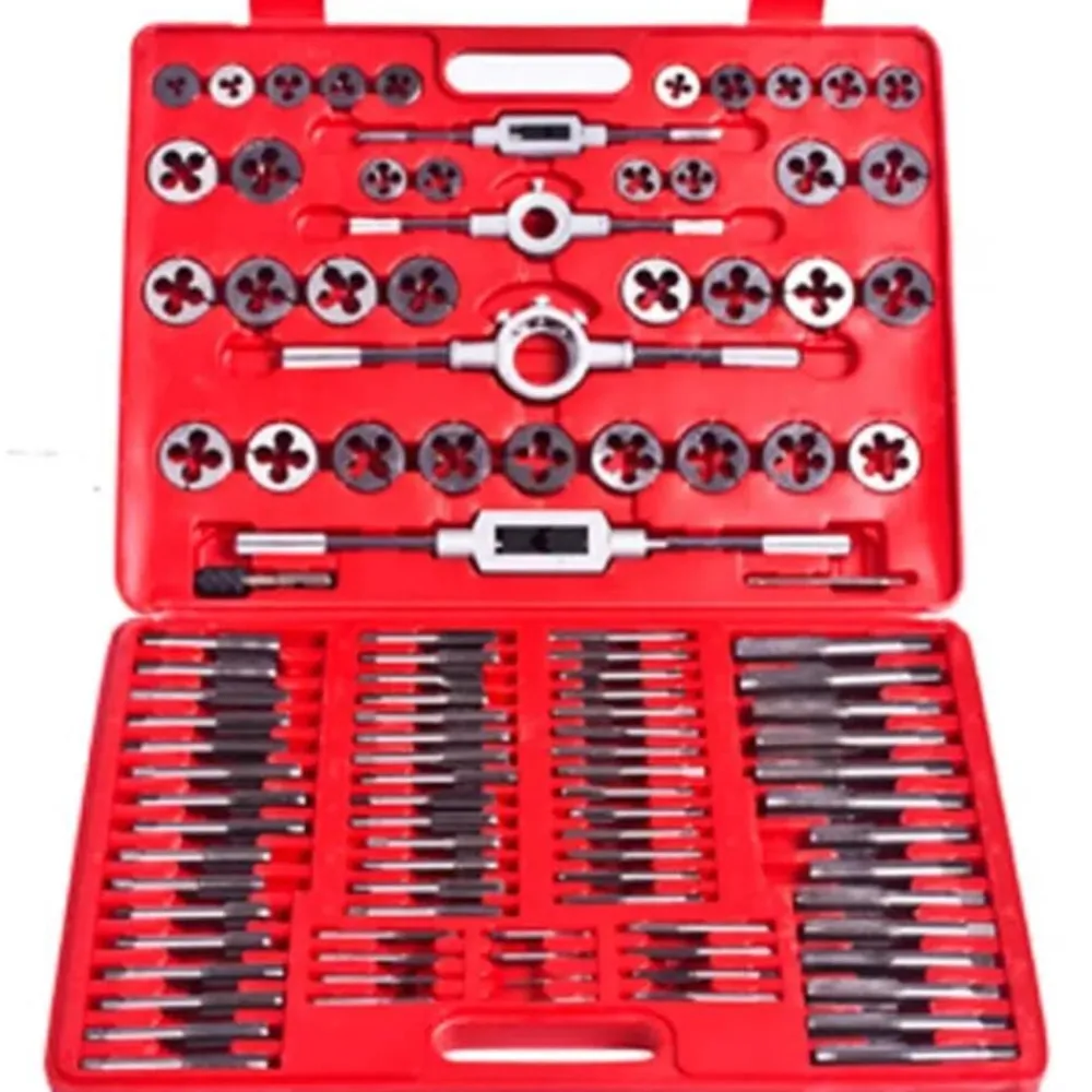 vidaXL Herramientas-Set de terrajas y macho de rosca 111 piezas