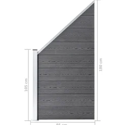 vidaXL Set de valla 4 cuadradas + 1 oblicua WPC 792x186 cm Gris Discount