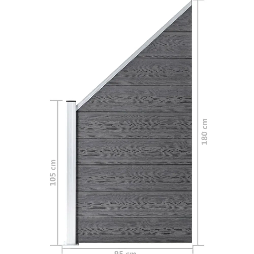 vidaXL Set de valla 4 cuadradas + 1 oblicua WPC 792x186 cm Gris Discount