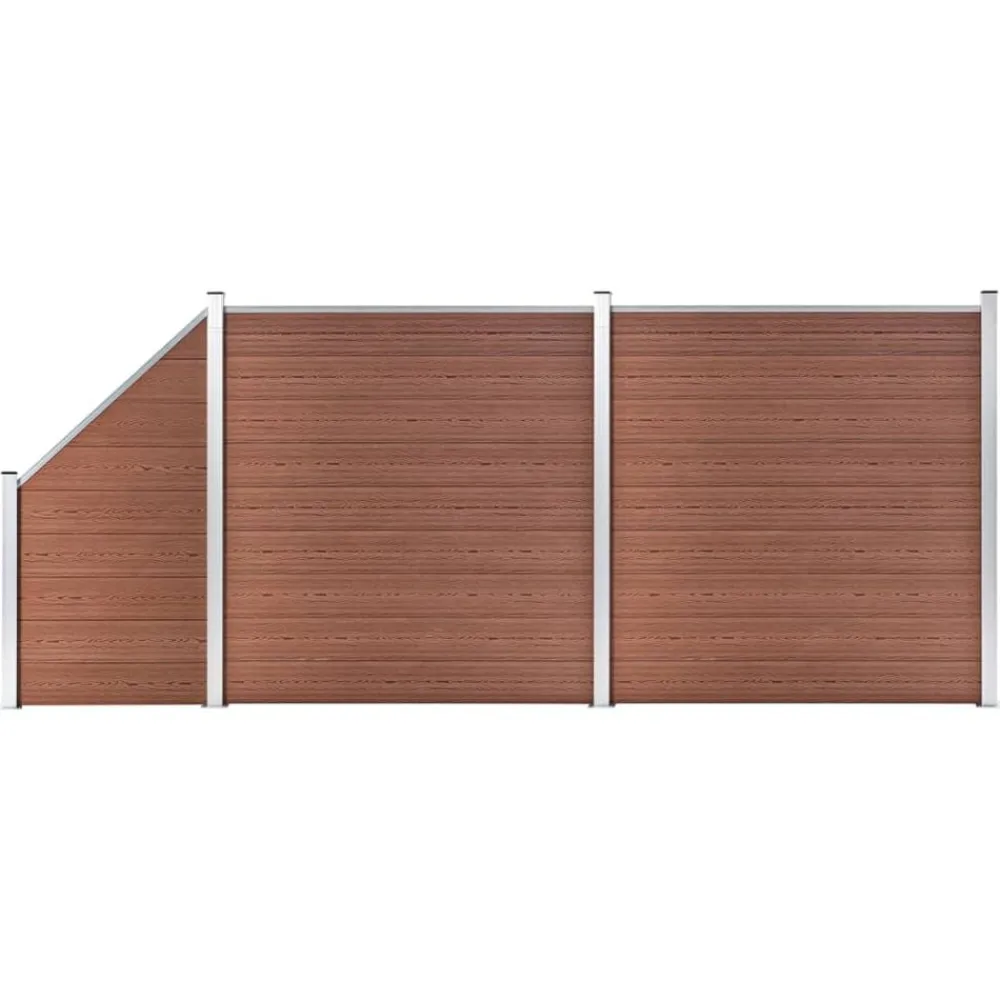 vidaXL Set de valla 2 cuadradas + 1 oblicua WPC marrón 446x186 cm Marrón Hot