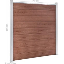 vidaXL Set de valla 2 cuadradas + 1 oblicua WPC marrón 446x186 cm Marrón Hot
