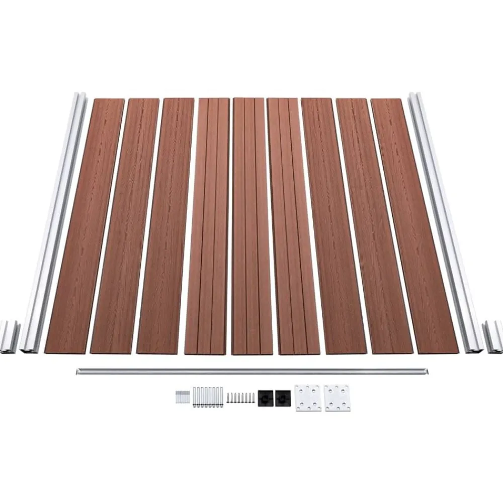 vidaXL Set de valla 2 cuadradas + 1 oblicua WPC marrón 446x186 cm Marrón Hot
