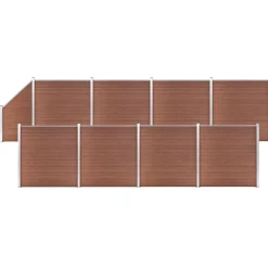 vidaXL Set de valla 8 cuadradas + 1 oblicua WPC marrón 1484x186 cm Marr&oacute;n Best